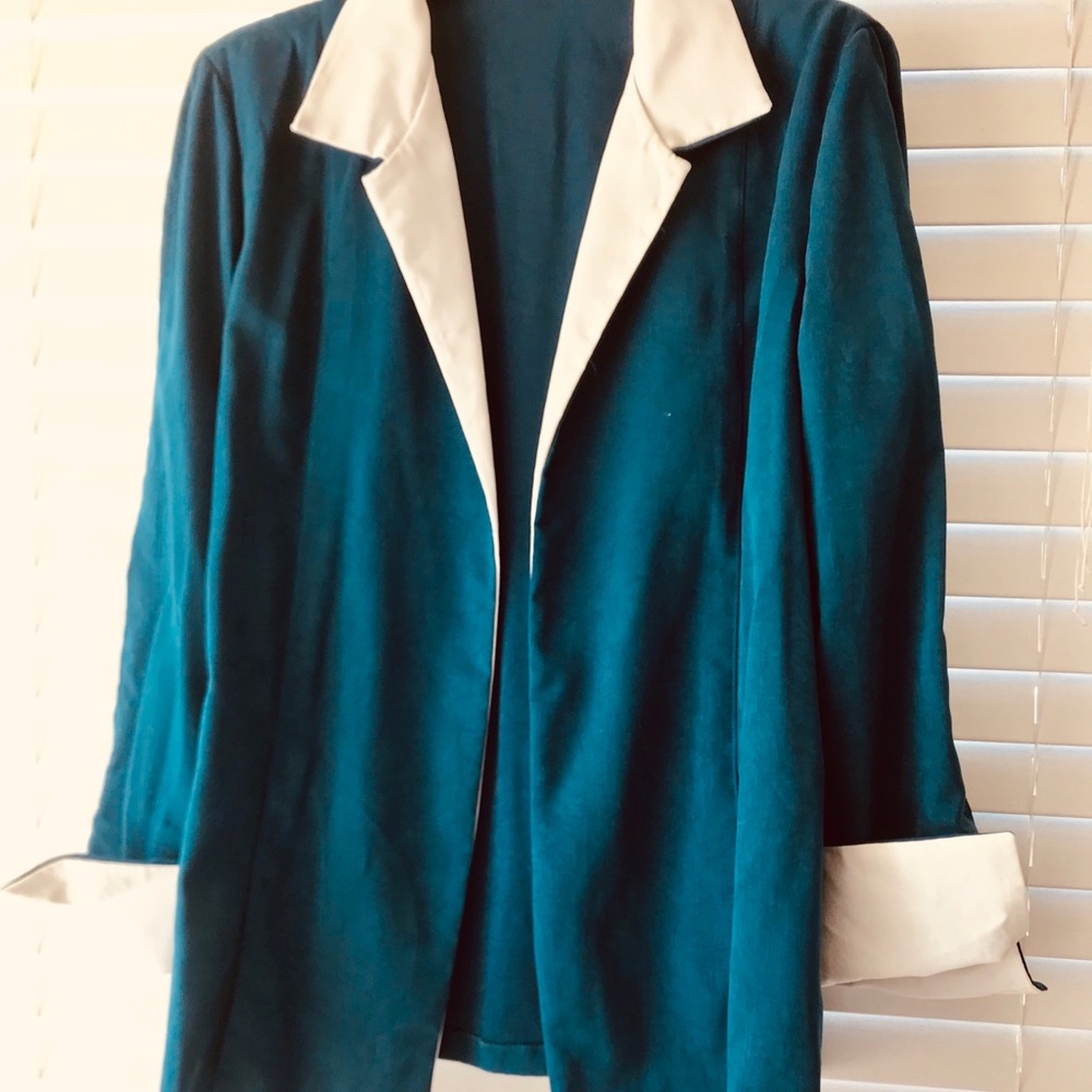 1970s Open Front Blue and White Blazer - Picture 5 of 7